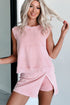 Effortless Style Washed Sleeveless Muscle Tee And Overlap Skort Two Piece Set
